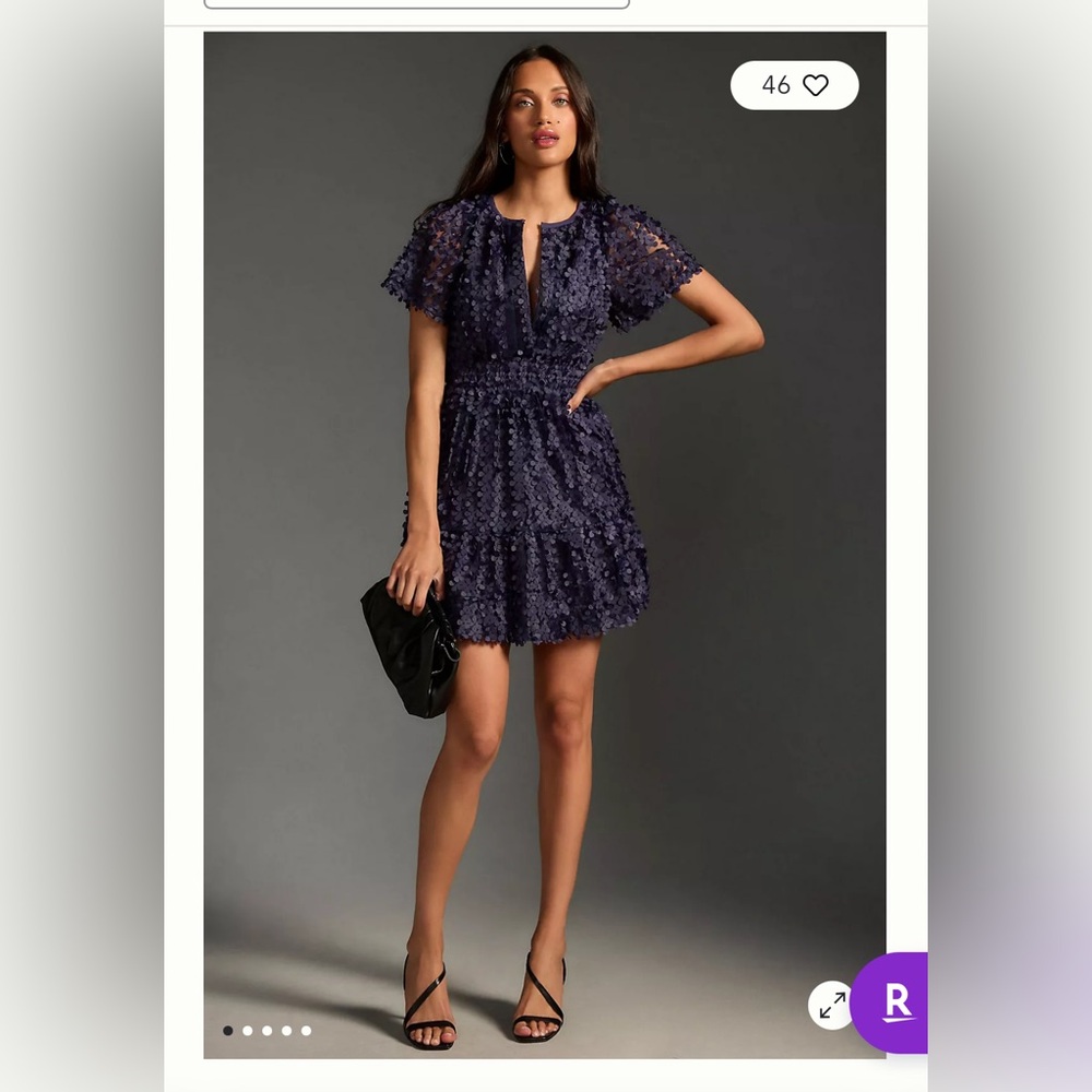 Anthropologie Floral Appliqué Somerset Mini Dress NWT